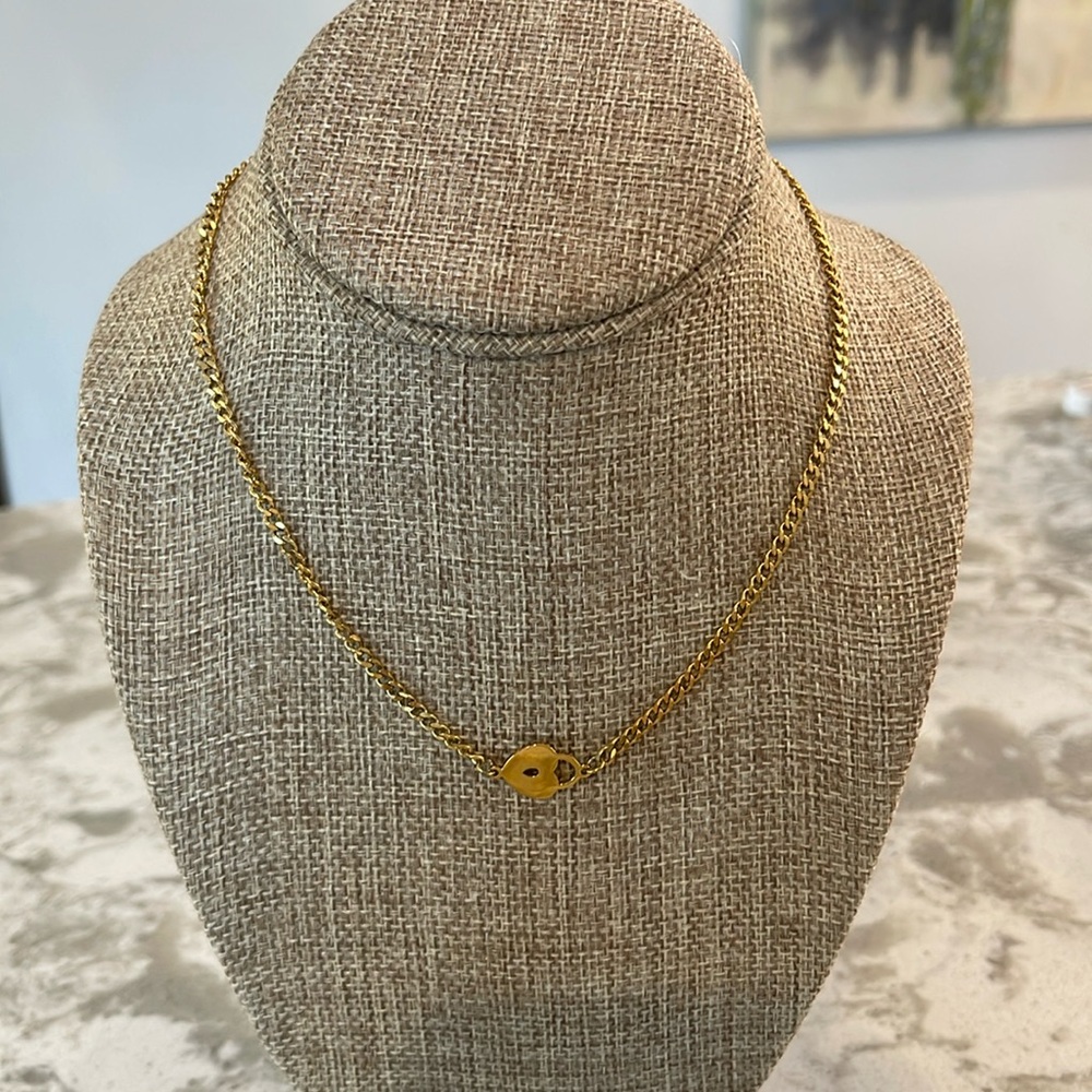 Gold Tone Necklace with Heart Lock